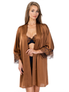 Lauma, Bronze Color Short Satin Dressing Gown, On Model Front, 70K98