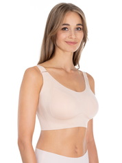 Lauma Lingerie, Beige Seamles Bra, On Model, Front 71D34