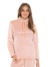 Lauma, Pink Fleece Pyjama Top, On Model Front, 72D28
