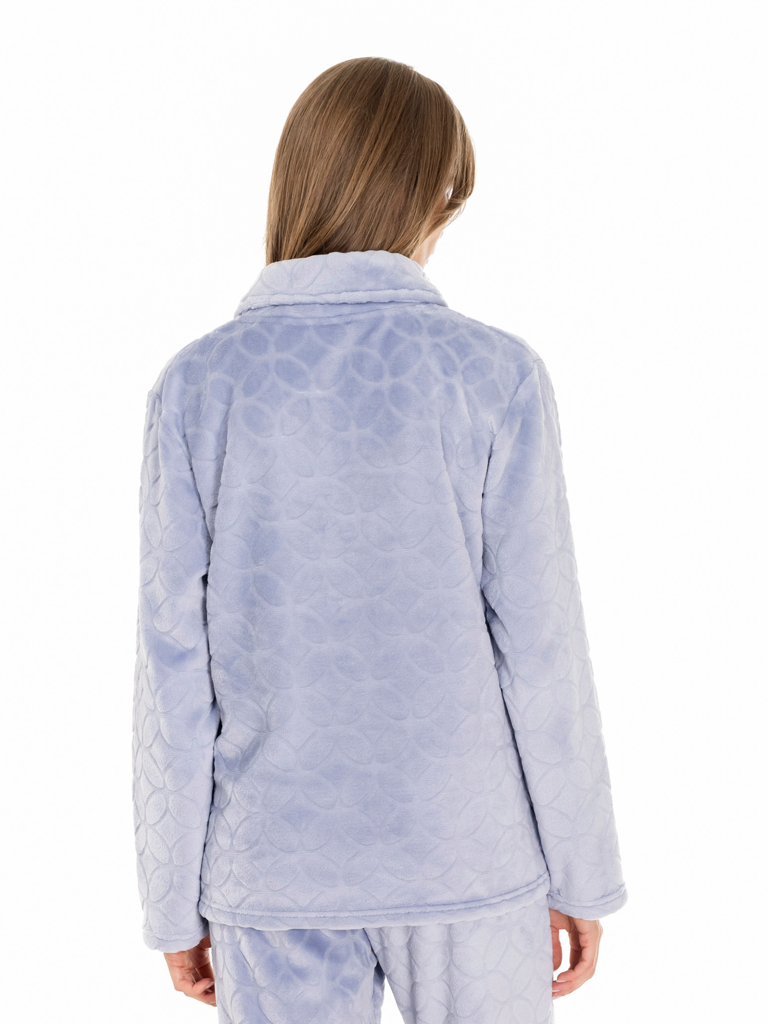 Lauma, Light Blue Fleece Pyjama Top, On Model Back, 72D28