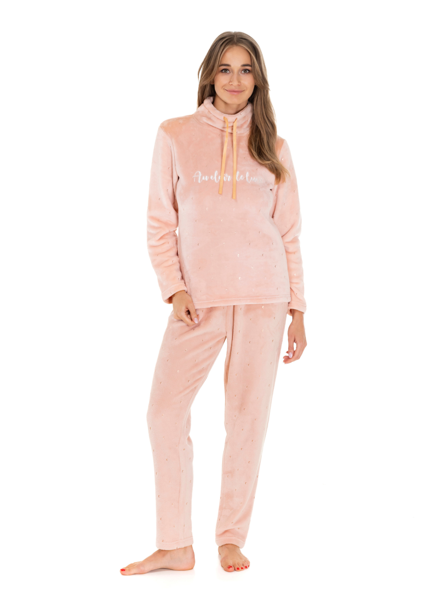 Lauma, Pink Fleece Pyjama Set, On Model Front, 72D30, 72D28