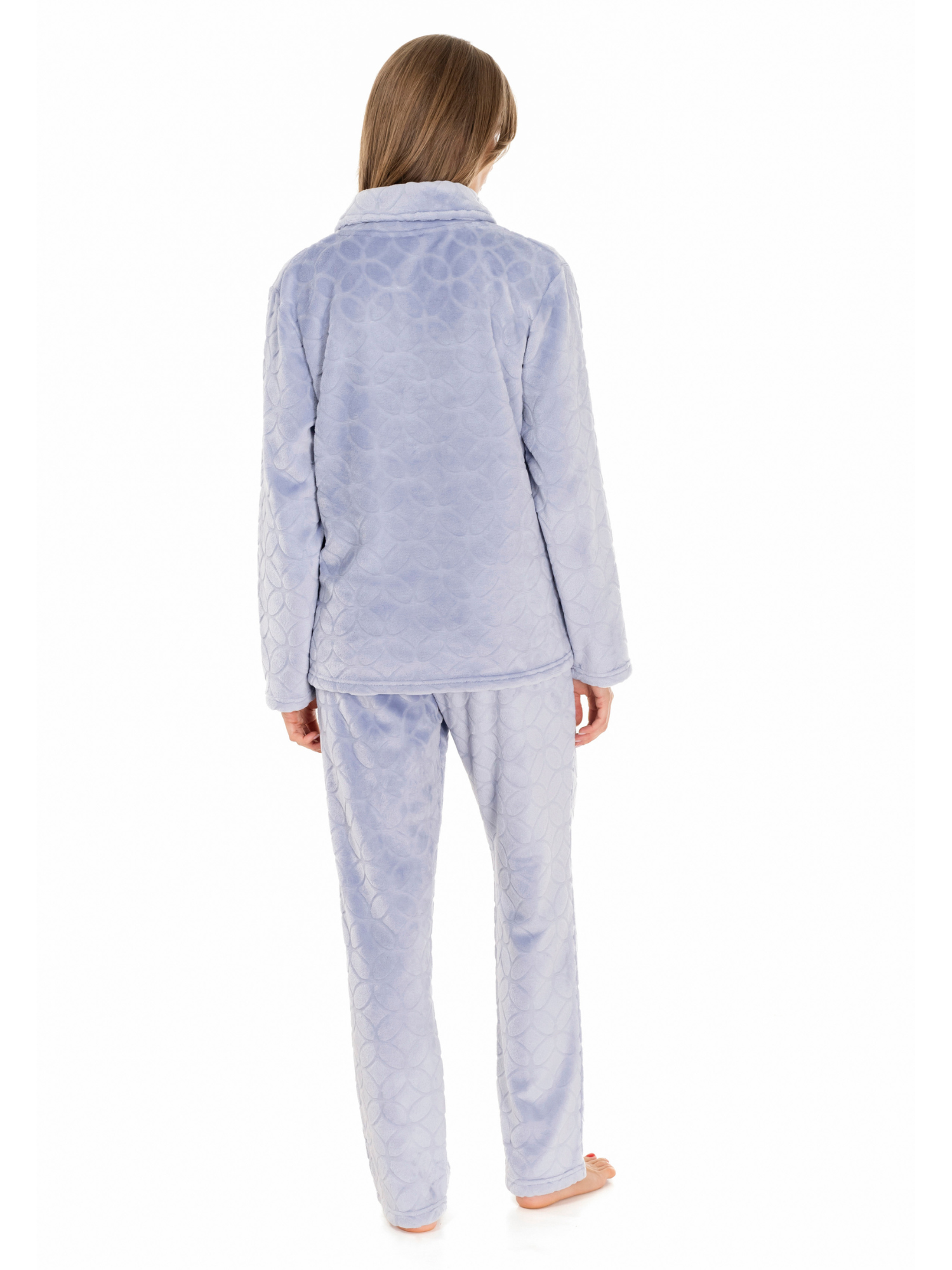 Lauma, Light  Blue, Fleece Pyjama Set, On Model Back, 72D30, 72D28