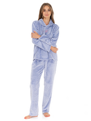 Lauma, Light  Blue, Fleece Pyjama Set, On Model Front, 72D30, 72D28