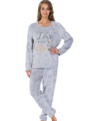 Lauma, Light Grey Fleece Pyjama, On Model Front, 72D58