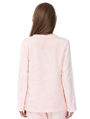 Lauma, Light Pink Fleece Pyjama Top, On Model Back, 72D55