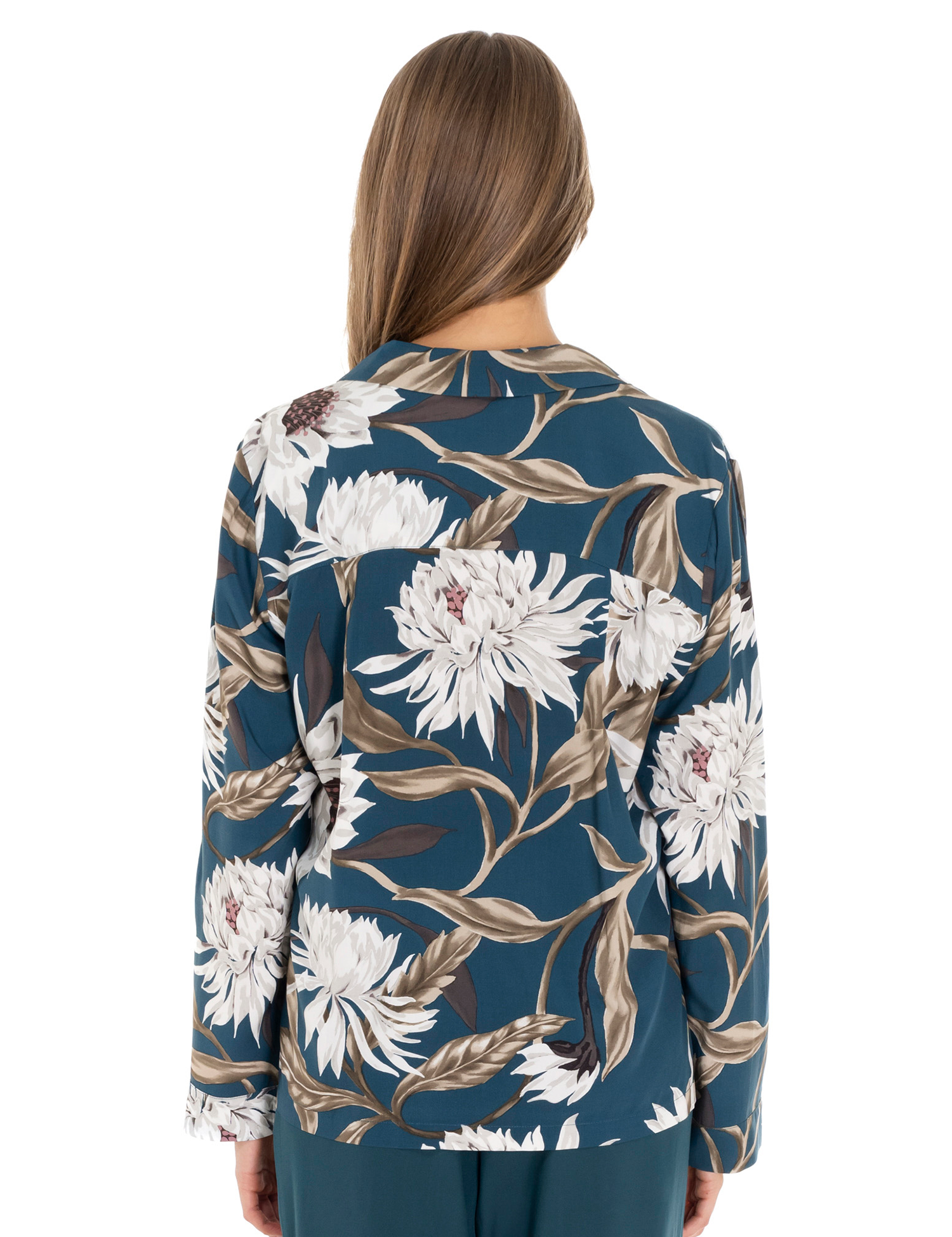 Lauma Lingerie, Printed Viscose Pyjama Top, On Model Back, 72D66