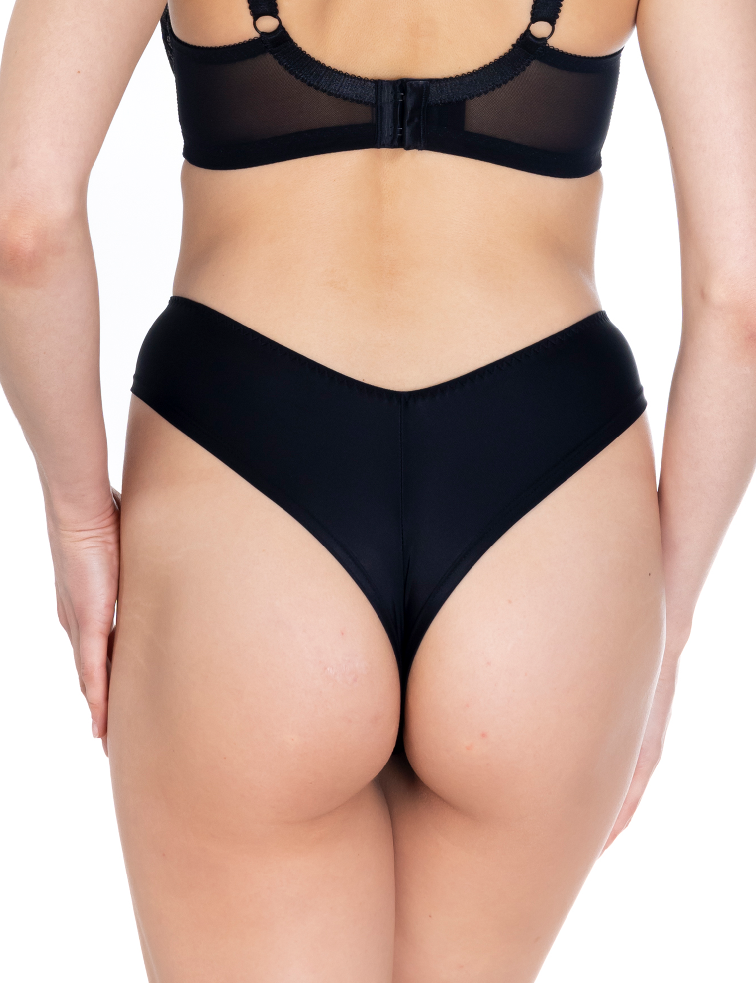 Lauma, Black Hi-cut String Panties, On  Model Back, 72F62