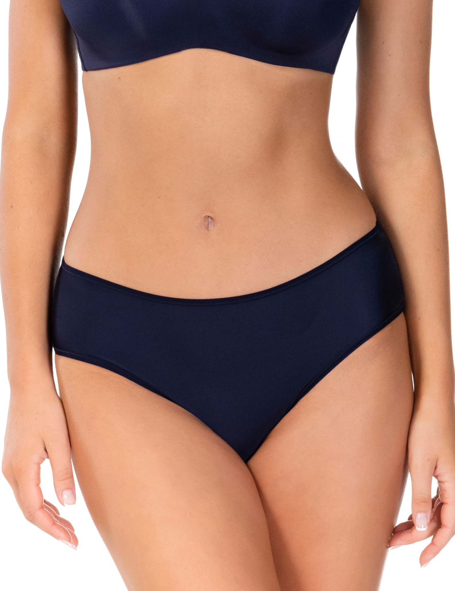 Lauma, Dark Blue Mid Waist Panties, On  Model Front, 72F52