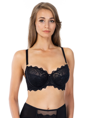 Lauma, Black Non-padded Lace Bra, On Model Front, 72K20