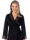 Lauma, Black Satin Dressing Gown, On Model Front, 72K98