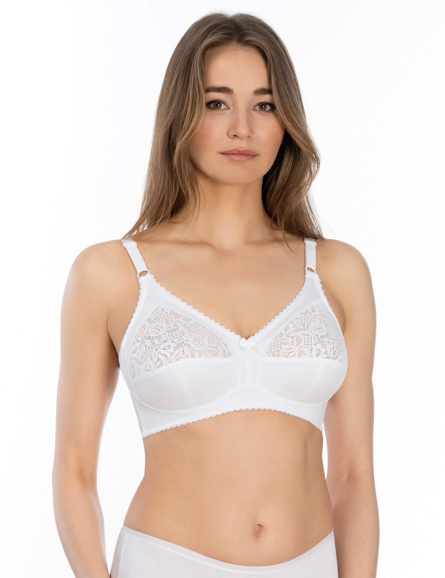 Lauma, White Wireless  Non-padded Bra, On  Model Front, 79900 