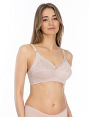 Lauma, Beige Wireless Non-padded Bra, On Model Front, 79900