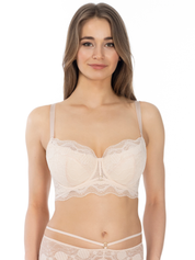 Lauma, Beige Half- Padded Bustier Bra, On Model Front, 81K40