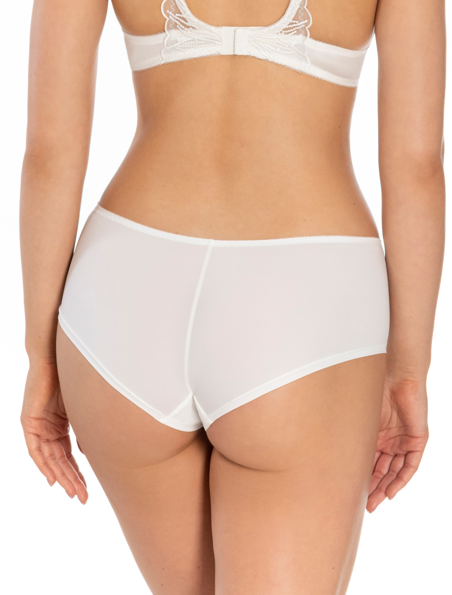 Lauma Ivory Mid Waist Lace Shorts, On Model Back, 82K70