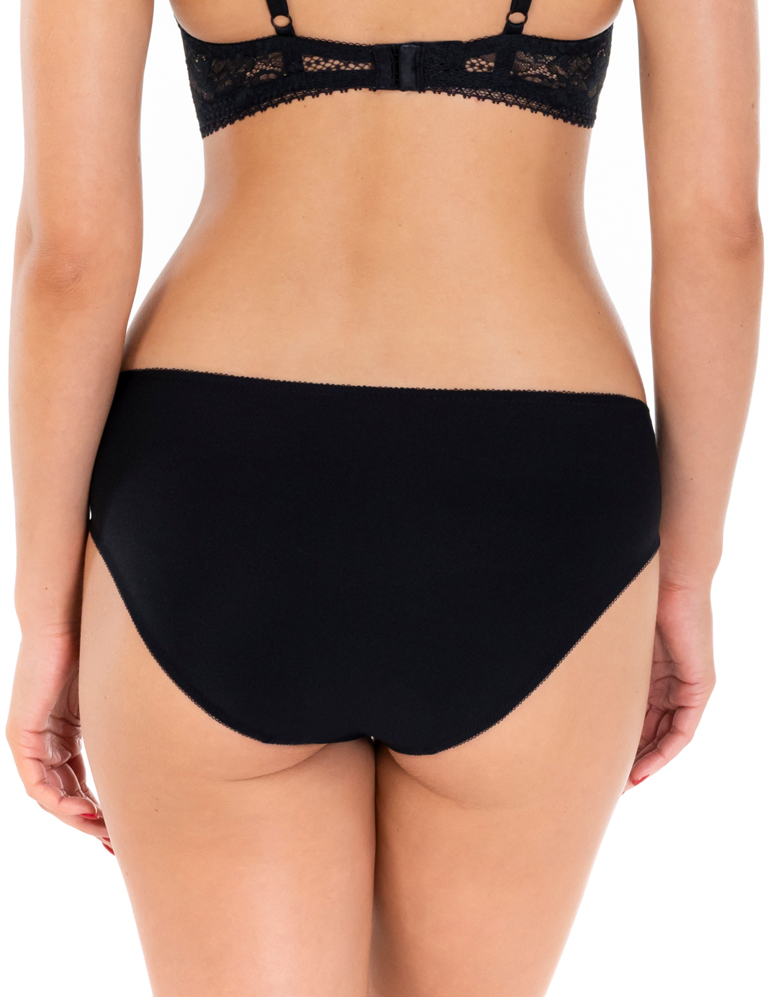 Lauma, Black Mid Waist Panties, On Model Back, 88K50