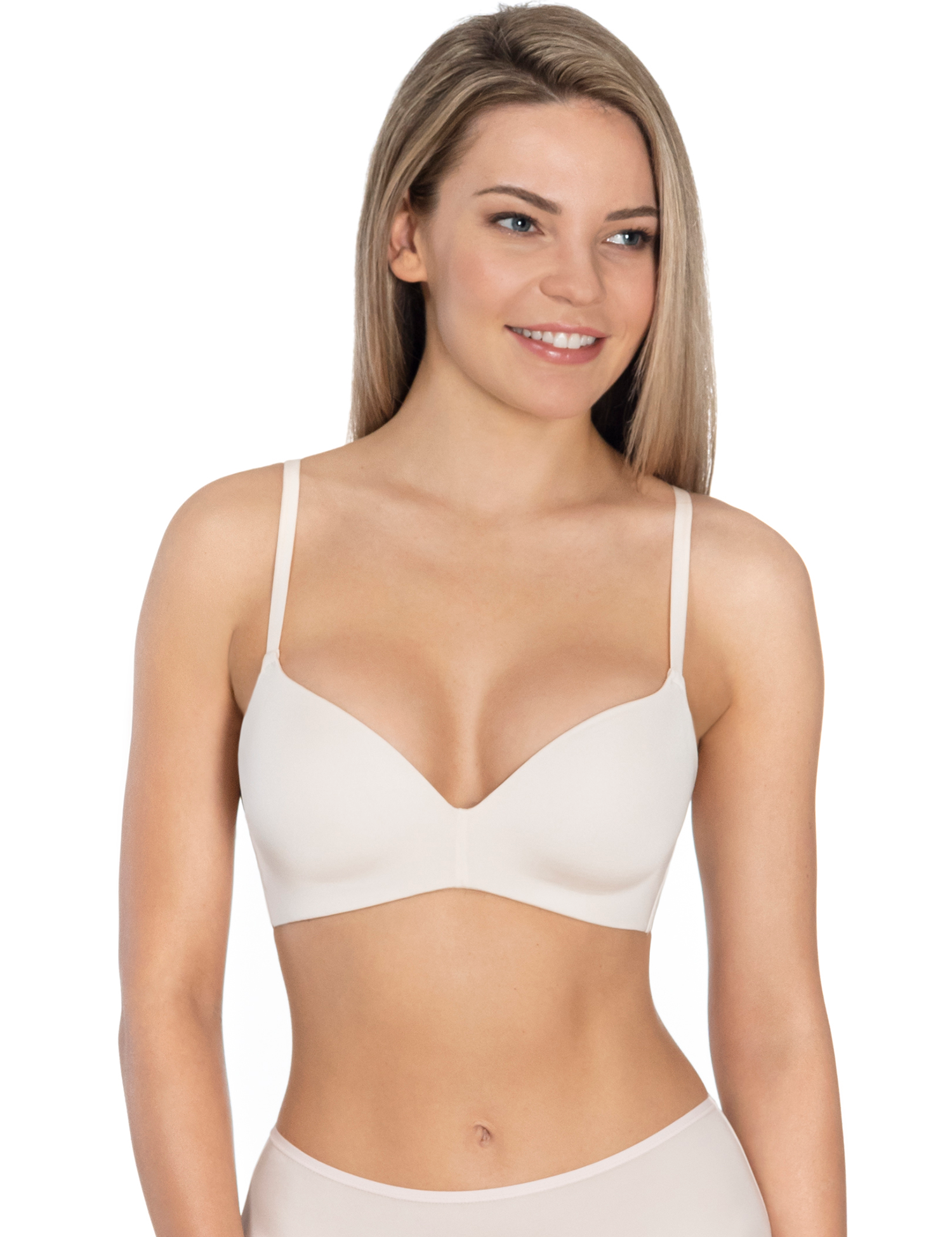 Lauma, Ivory Wireless Moulded T-shirt Bra, On Model Front, 92H30