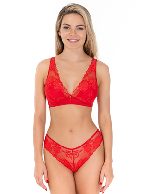 Lauma, Red Lace String Briefs, On Model Front, 93K62