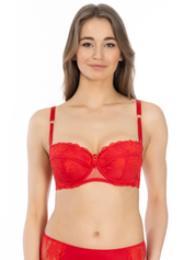 Lauma, Red Lace Balconette Bra, On Model Front, 93K30