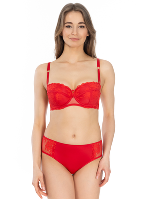 Lauma, Red Mid Waist Panties, On Model Front, 93K52