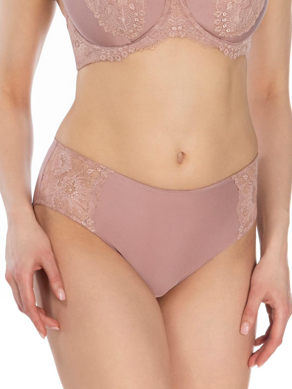 Lauma, Hazy Pink Mid Waist Panties, On Model Front, 97K52