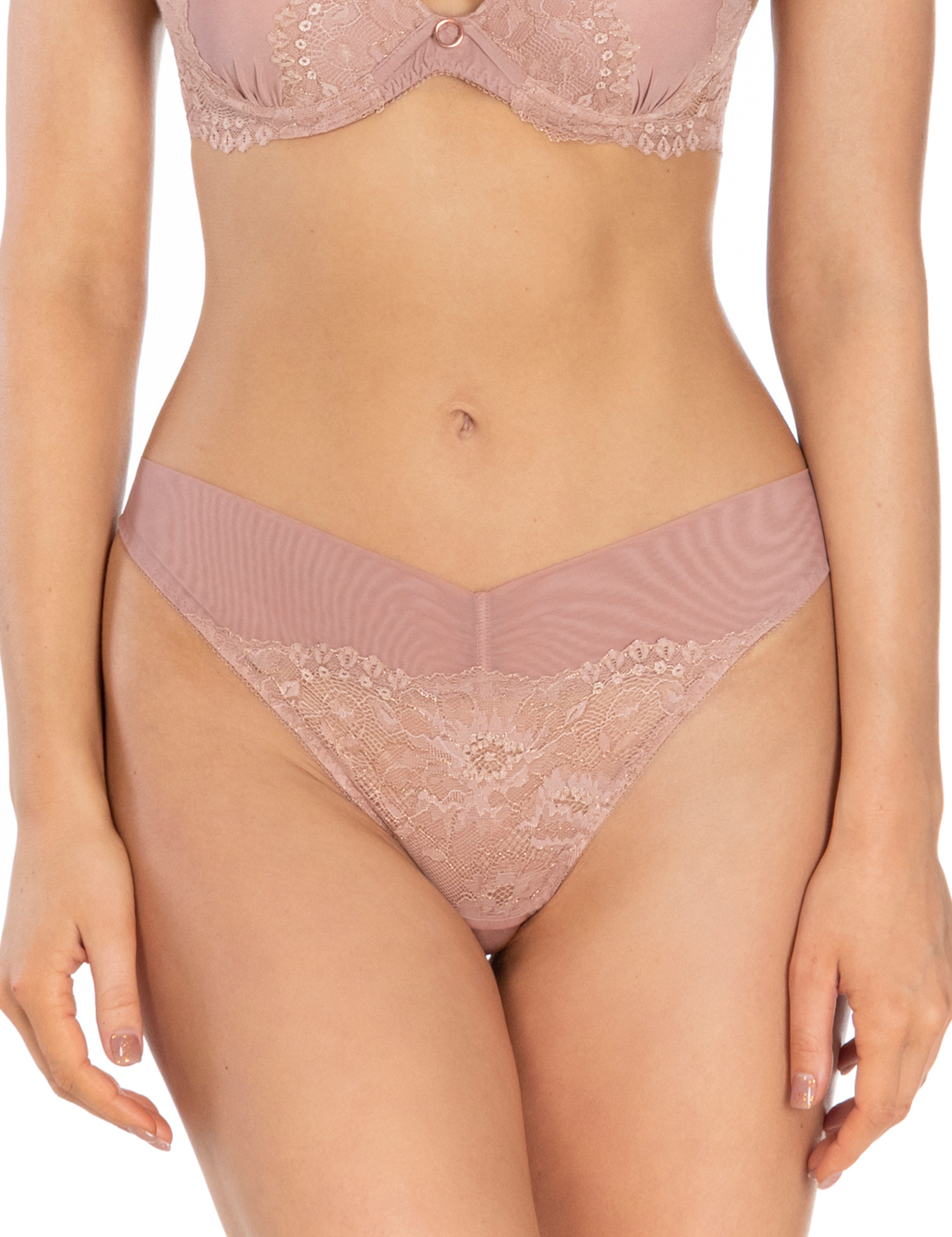 Lauma, Hazy Pink String Panties, On Model Front, 97K60