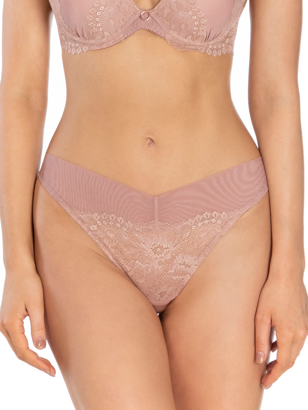 Lauma, Hazy Pink String Panties, On Model Front, 97K60