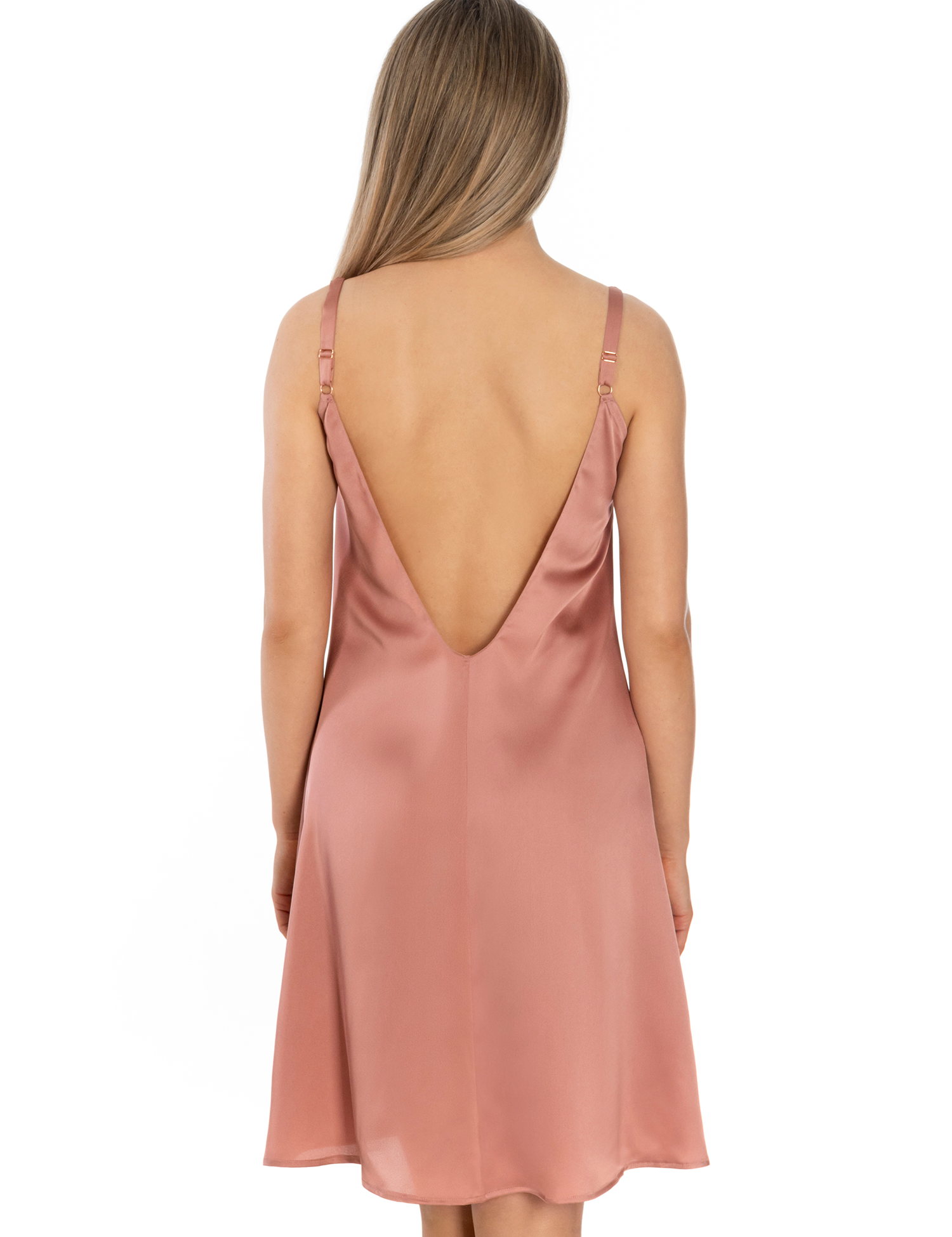 Lauma, Hazy Pink Satin Nigt Dress, On Model Back, 97K90