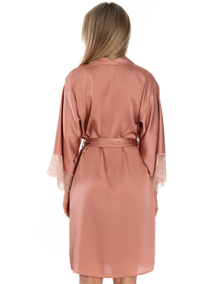 Lauma, Hazy Pink Satin Dressing Gown, On Model Back, 97K98