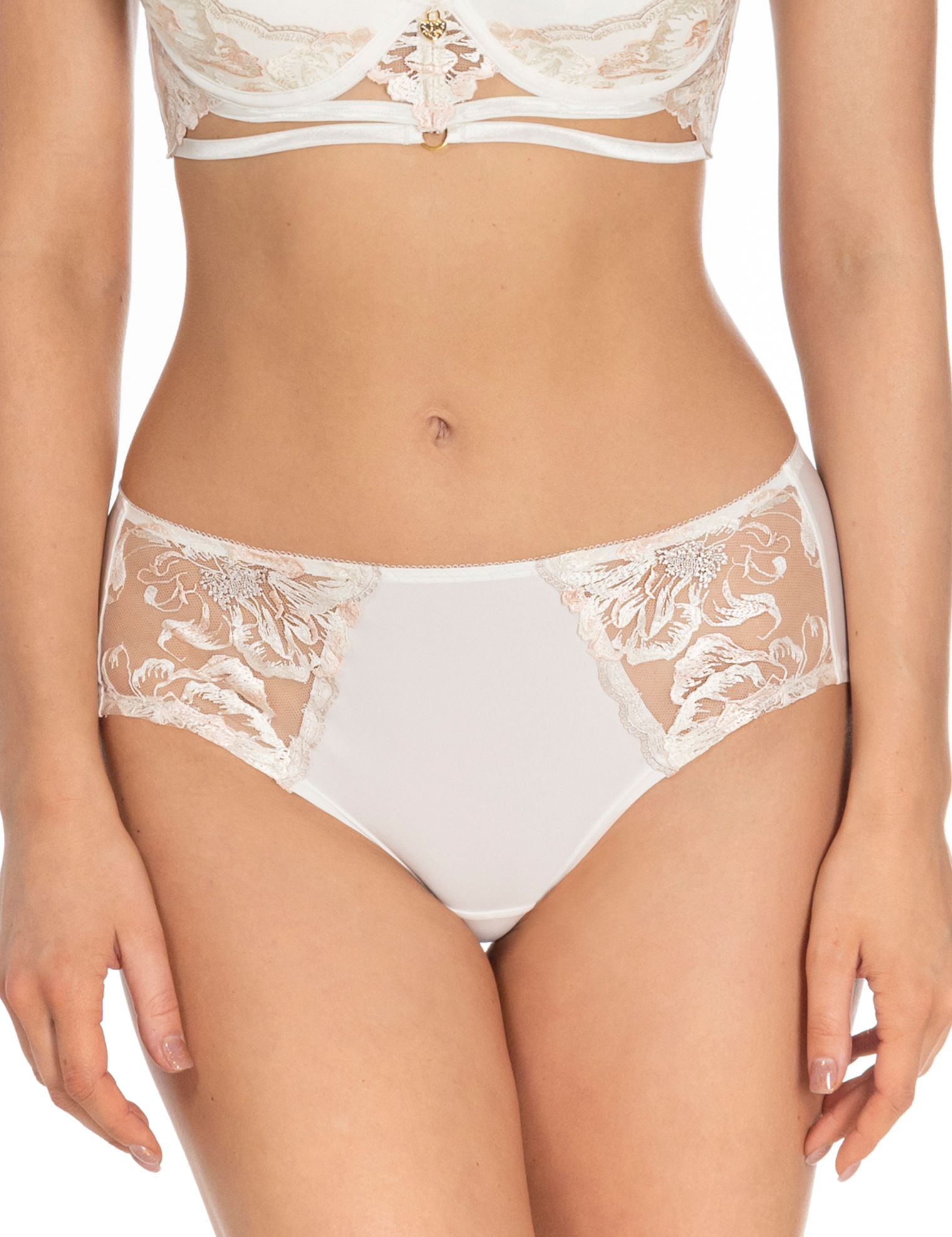 Lauma, Ivory Mid Waist Shorts Panties, On Model Front, 99K70