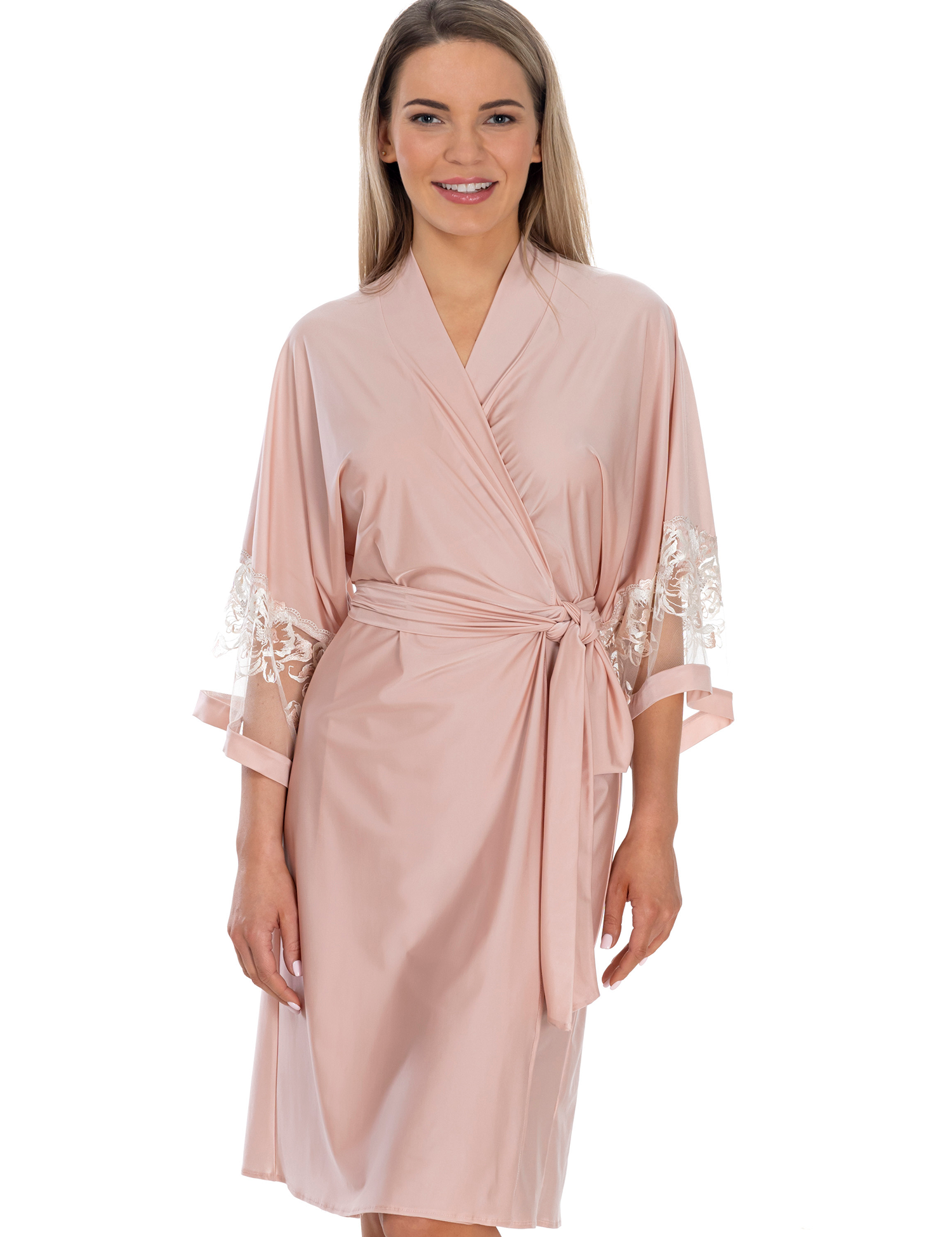 Lauma, Light Pink Dressing Gown, On Model Front, 99K98