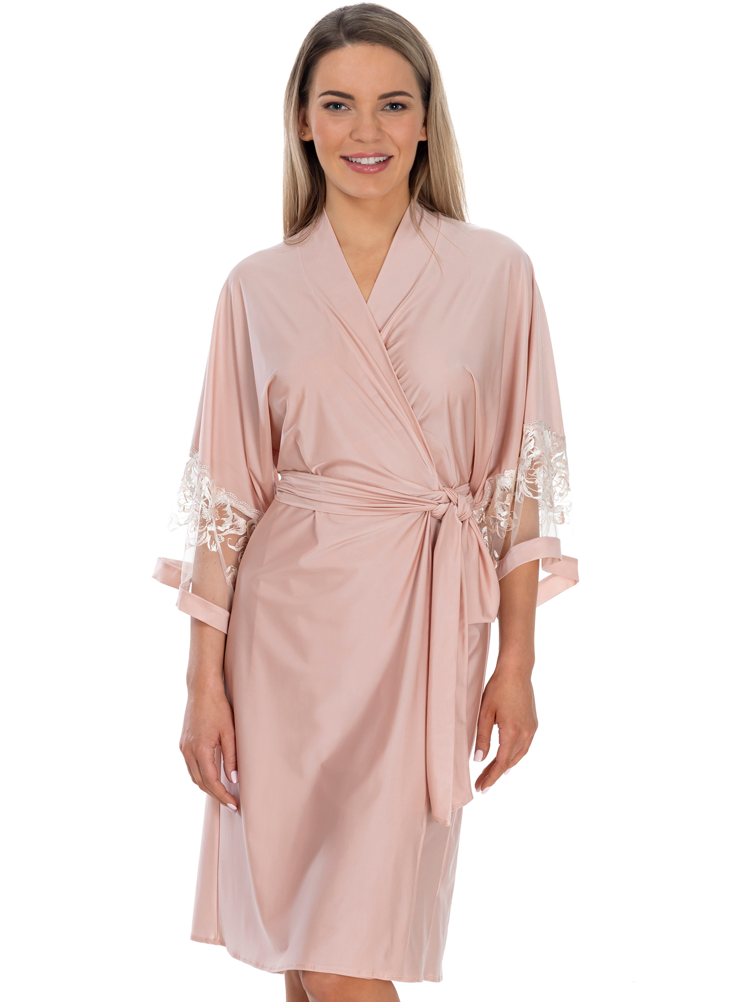 Lauma, Light Pink Dressing Gown, On Model Front, 99K98