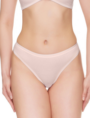 Lauma, Beige Cotton String Panties, On Model Front, 93J60