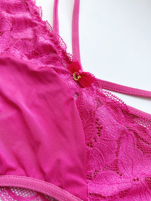 Lauma, Pink Lace String Briefs, Front, 44K60