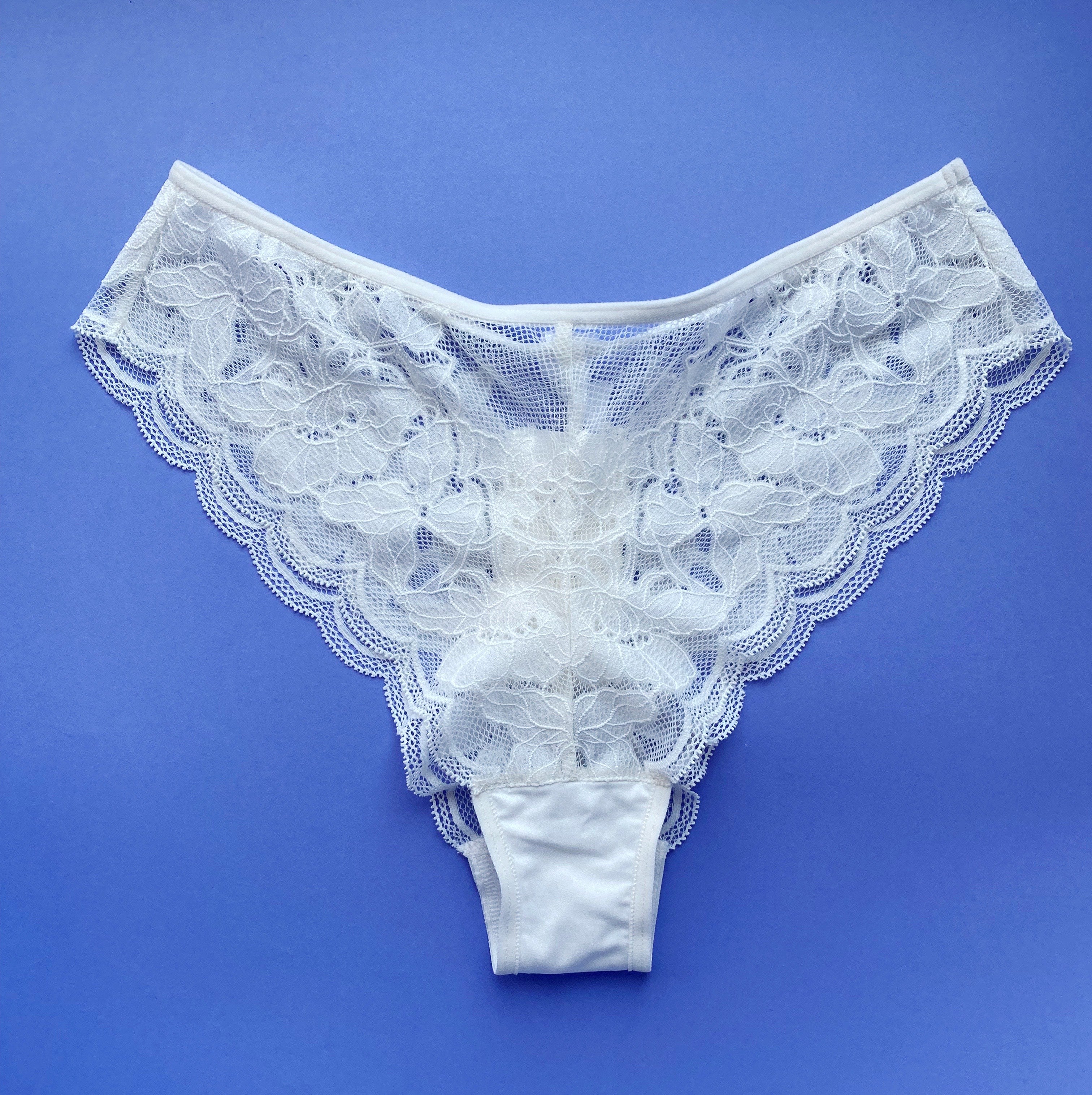 Lauma, Whisper White Lace Brazilian Briefs, Front, 44K61