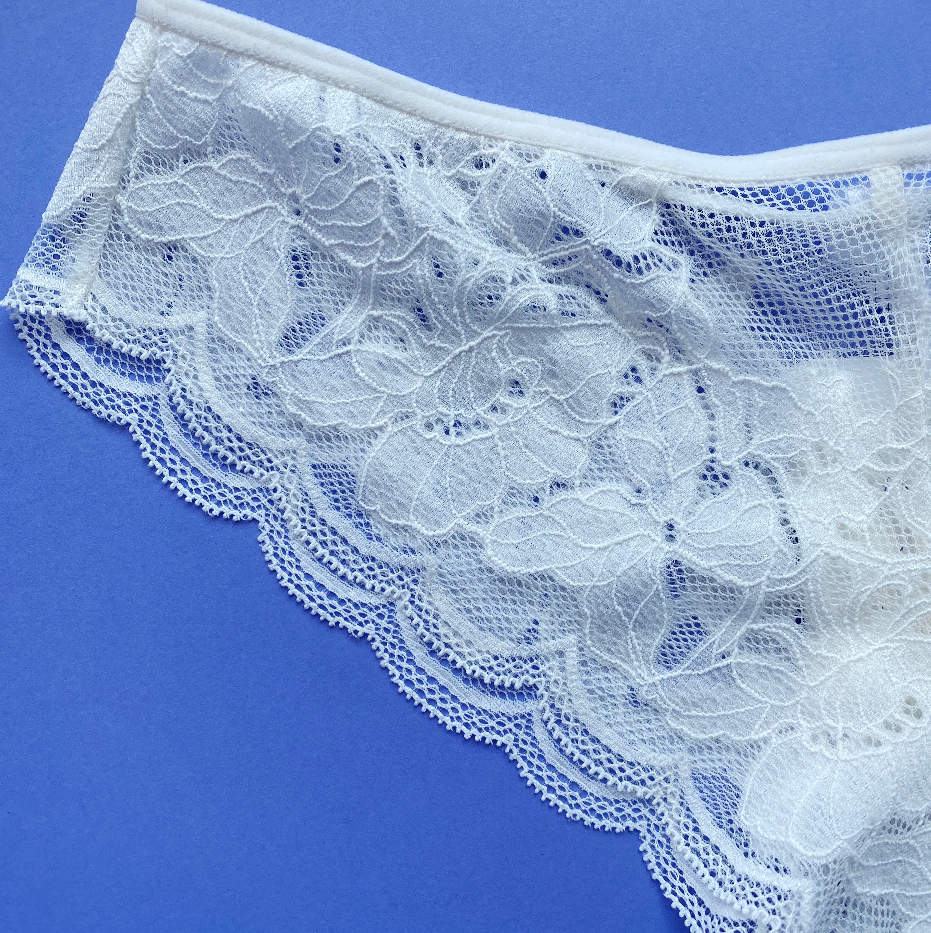 Lauma, Whisper White Lace Brazilian Briefs, Front, 44K61