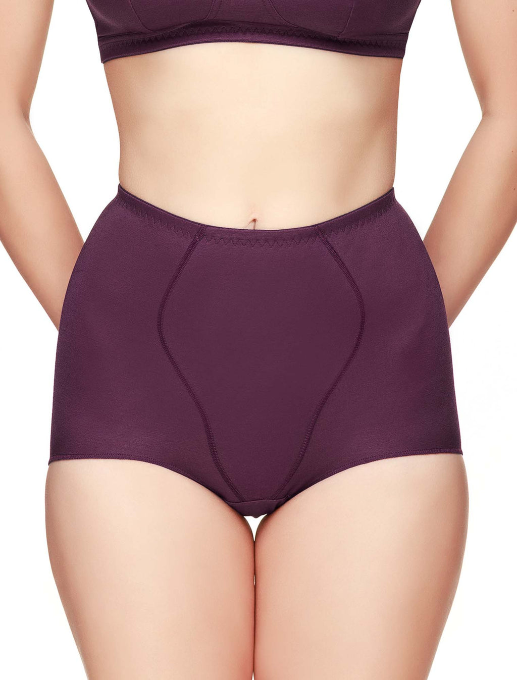 Lauma, Burgundy High Waist Panties, On Model Front, 01851