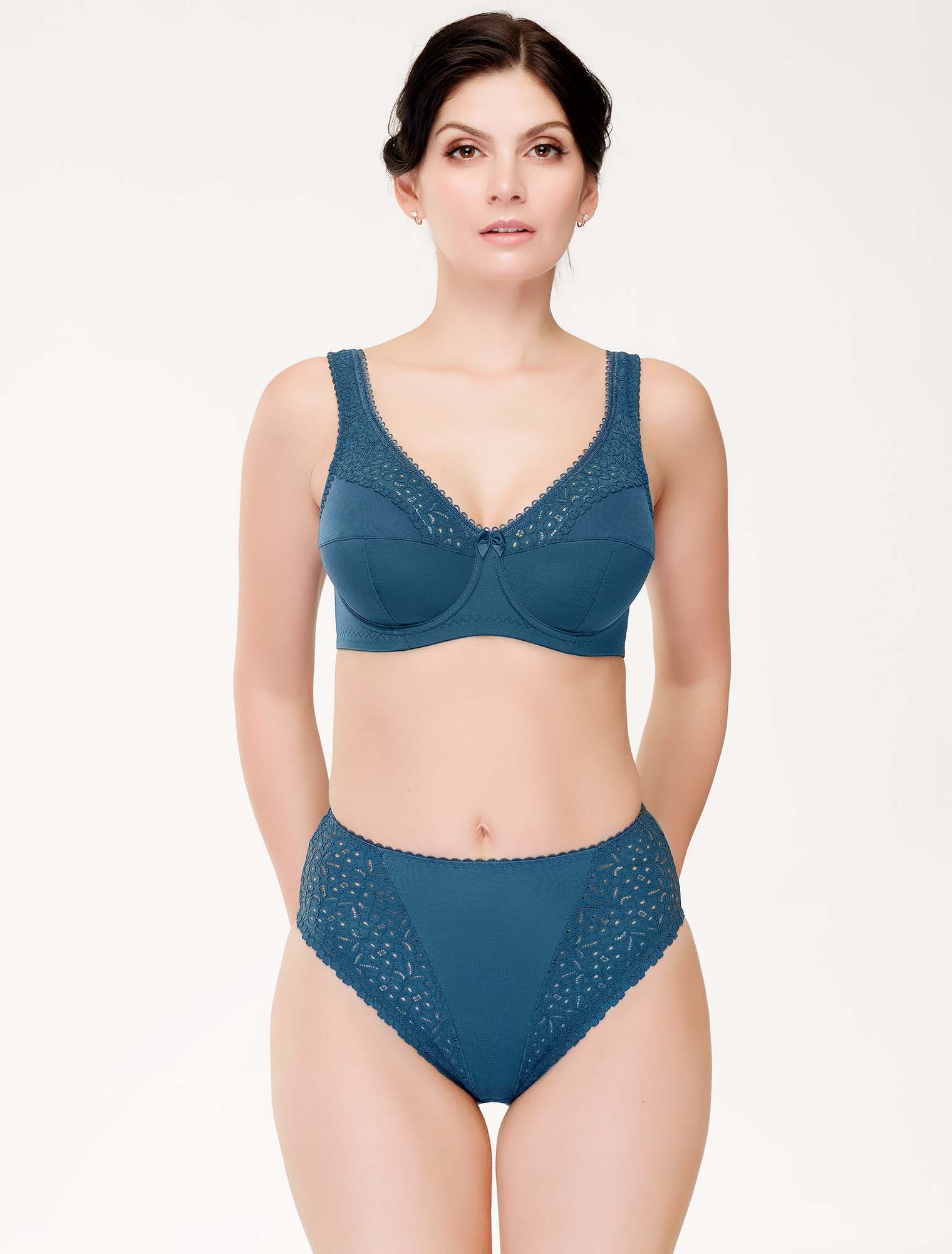 Lauma, Blue High Waist Panties, On Model Front, 01810