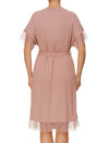 Lauma, Pink Viscose Dressing Gown Robe, On Model Back, 02H98
