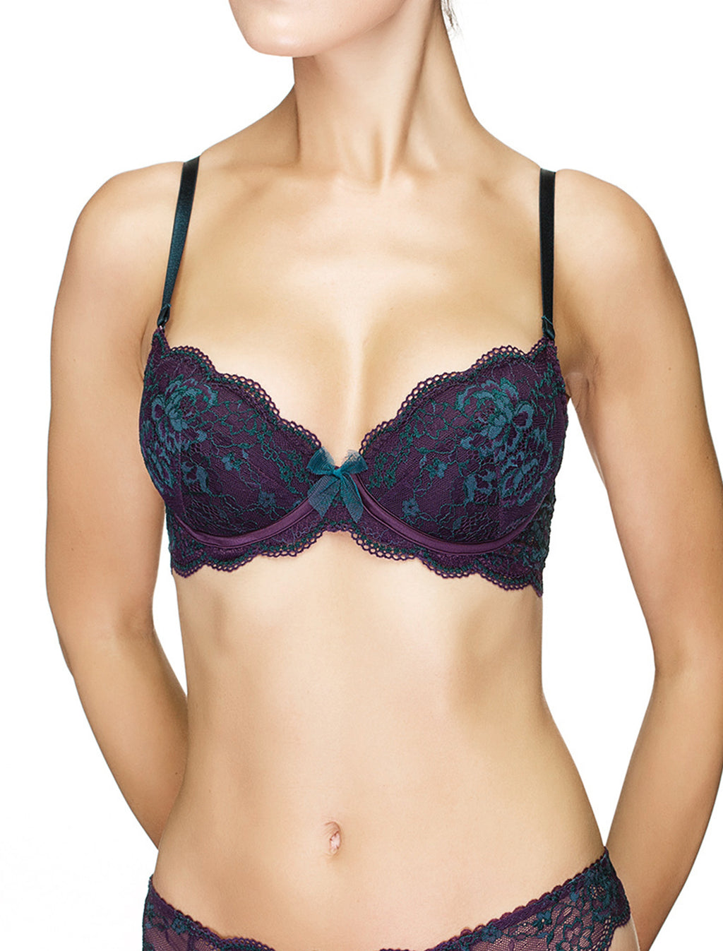 Lauma, Violet Lace Push Up Bra, On Model Front, 03J10