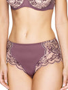 Lauma, Violet Lace Mid Waist Panties, On Model Front, 03J50