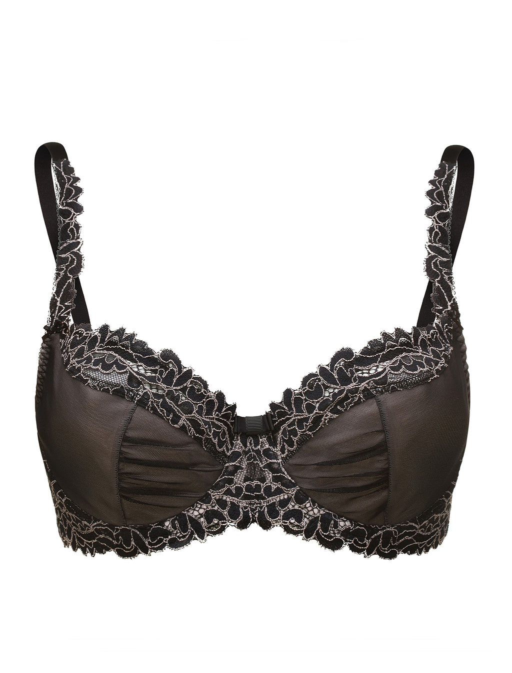 Lauma, Black Underwired Soft-cup Lace  Bra, On Model Front, 04H20