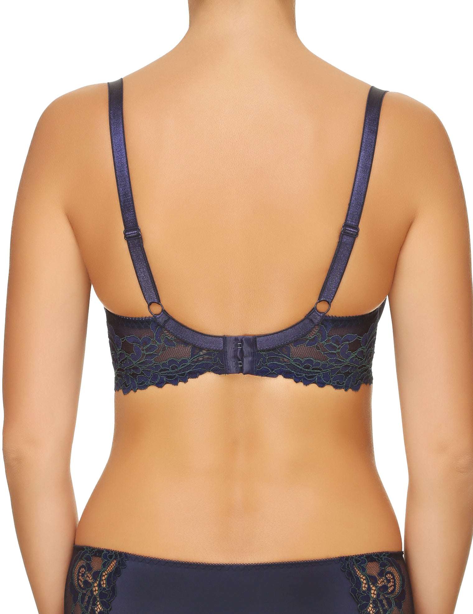 Lauma, Blue Underwired Soft-cup Lace  Bra, On Model Back, 04H20