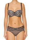 Lauma, Black Mid Waist Lace Panties, On Model Front, 04H53