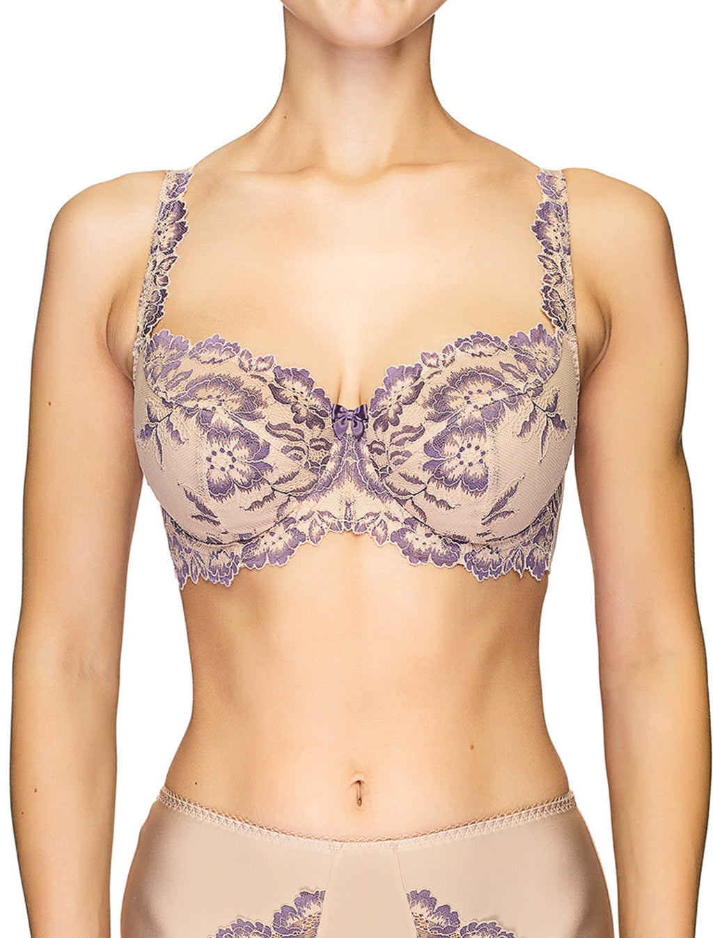 Lauma, Nude Underwired Lace Bra, On Model Front, 04J20