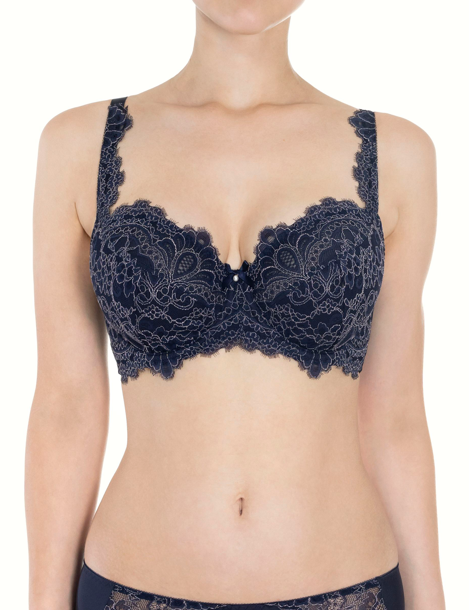 Lauma, Navy Underwired Non-padded Bra, On Model Front, 04K20