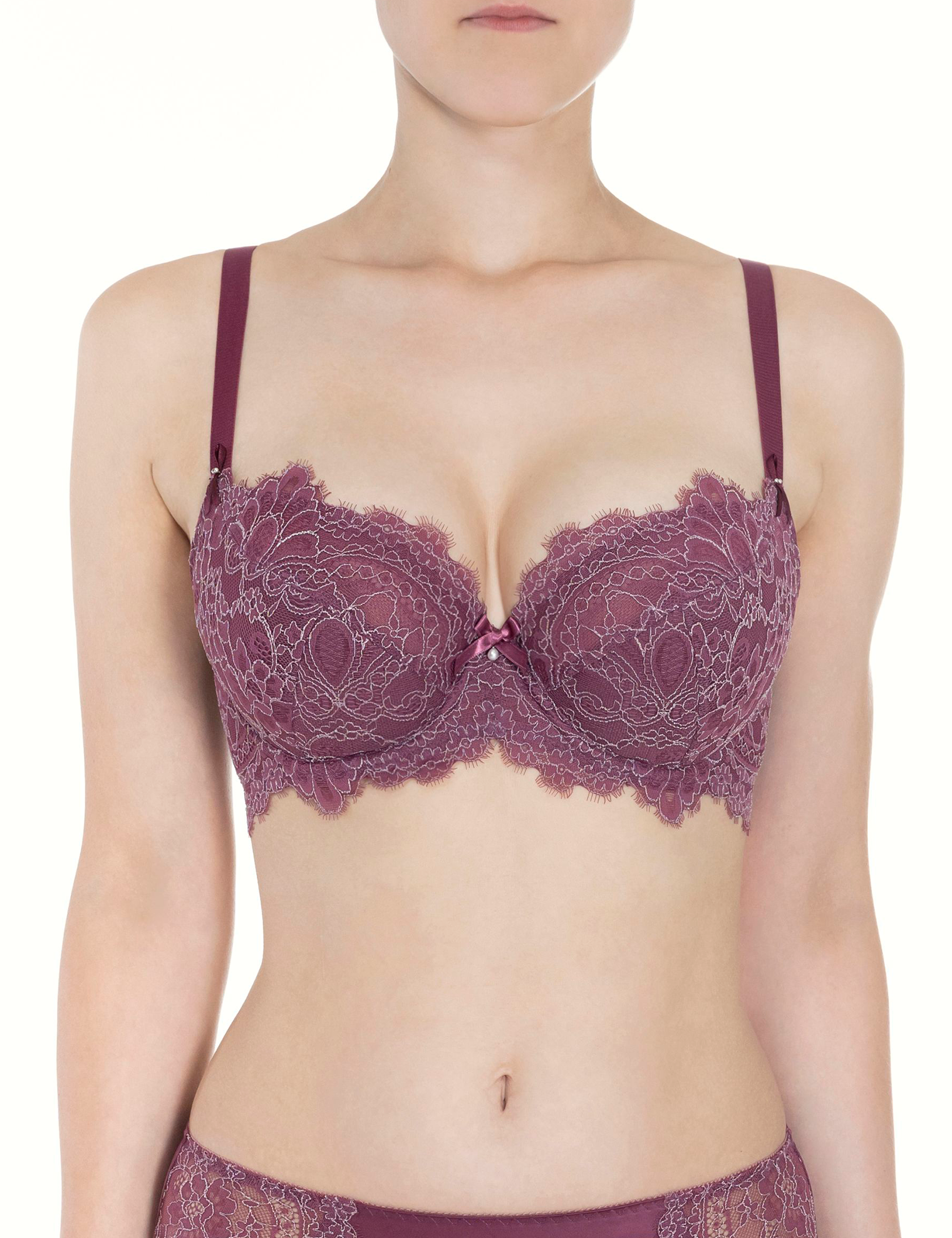Lauma, Ruby Half-padded Lace Bra, On Model Front, 04K42