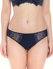 Lauma, Navy Mid Waist Panties, On Model Front, 04K52