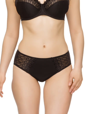 Lauma, Black Mid Waist Panties, On Model Front, 08C50