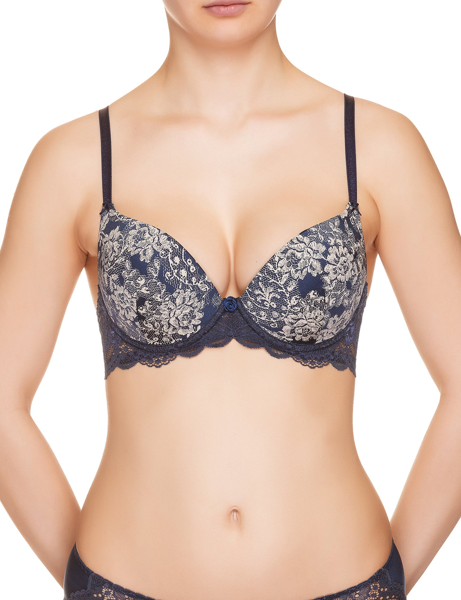 Lauma, Blue Moulded Push Up Bra, On Model Front, 08H35