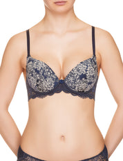 Lauma, Blue Moulded Push Up Bra, On Model Front, 08H35